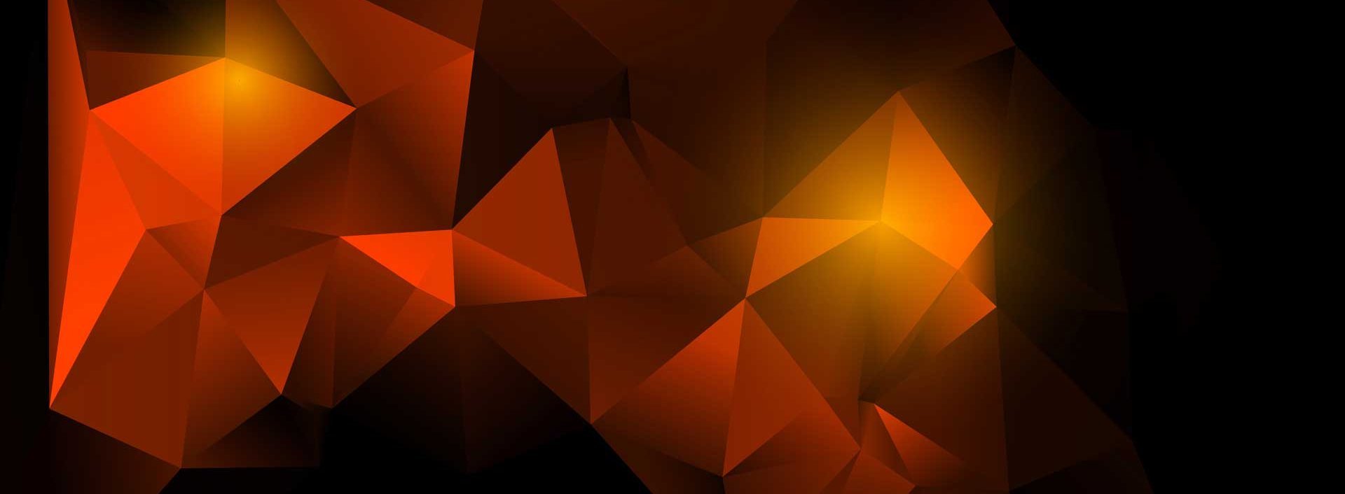 Warm amber geometric shapes on a dark background, suggesting the glow of molten metal.