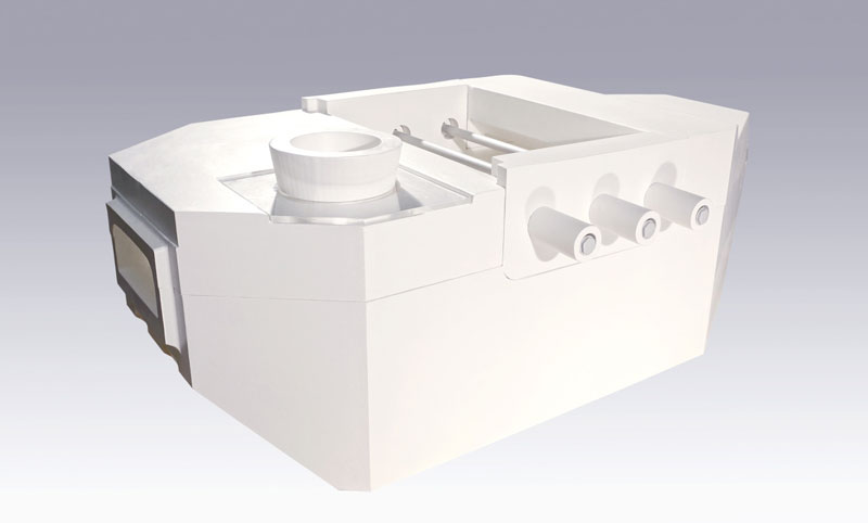 Model of refractory lining for a dosing furnace typically used in aluminium foundries